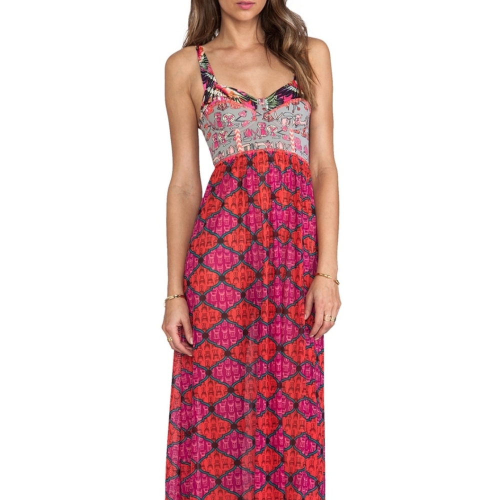 Maaji Sublime Blimey M Cover up Maxi Dress Chairs Floral Mixer Iron